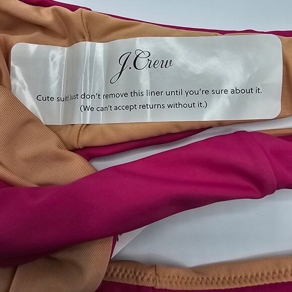 J, Crew Womans size S Curved Waist cheeky Bikini Bottom in Pink Mid-Rise NEW - Picture 5 of 8